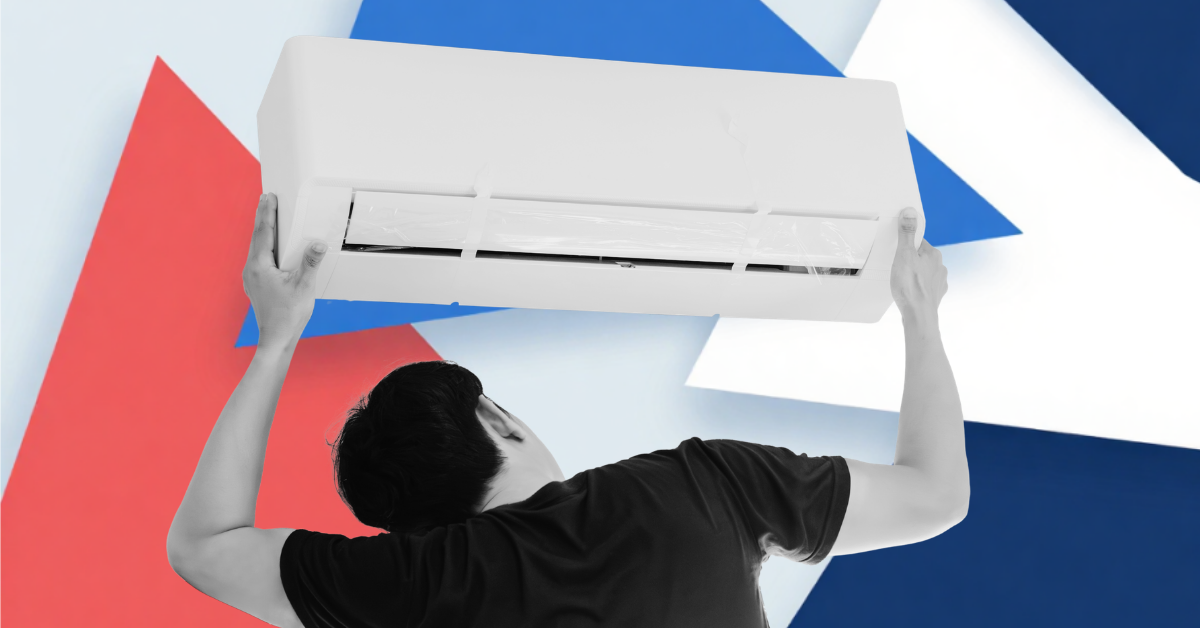 Man installing air conditioner