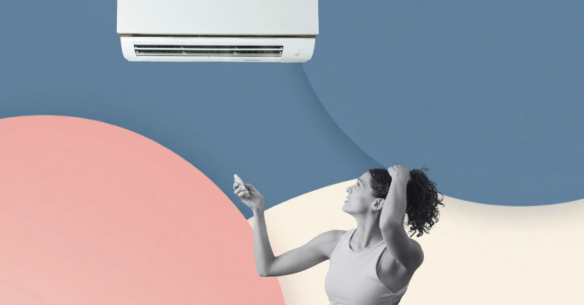 Woman with broken air conditioner